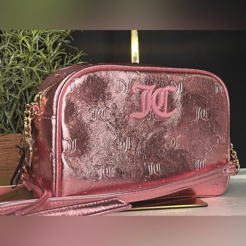 Juicy Couture Good Times Metallic Pink Crossbody Bag Embossed JC NWT